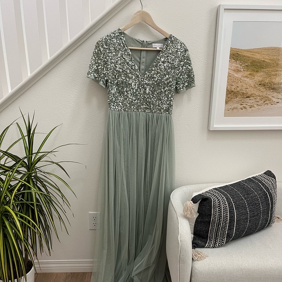Maya Petite Bridesmaid maxi tulle dress with sequins - Picture 1 of 6